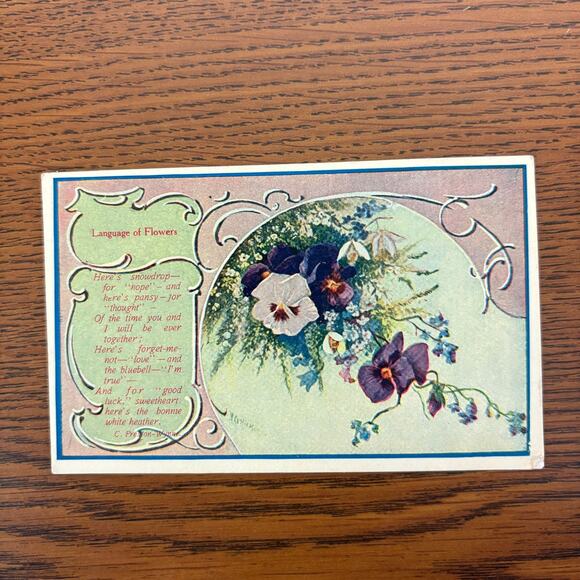 Antique Postcards Flowers Nature Lot of 5 Early 1900s Embossed Gilt Floral - Picture 5 of 16